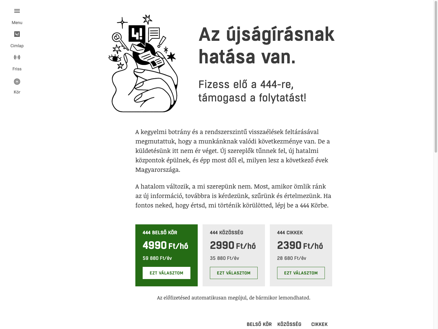 444 Kör membership platform