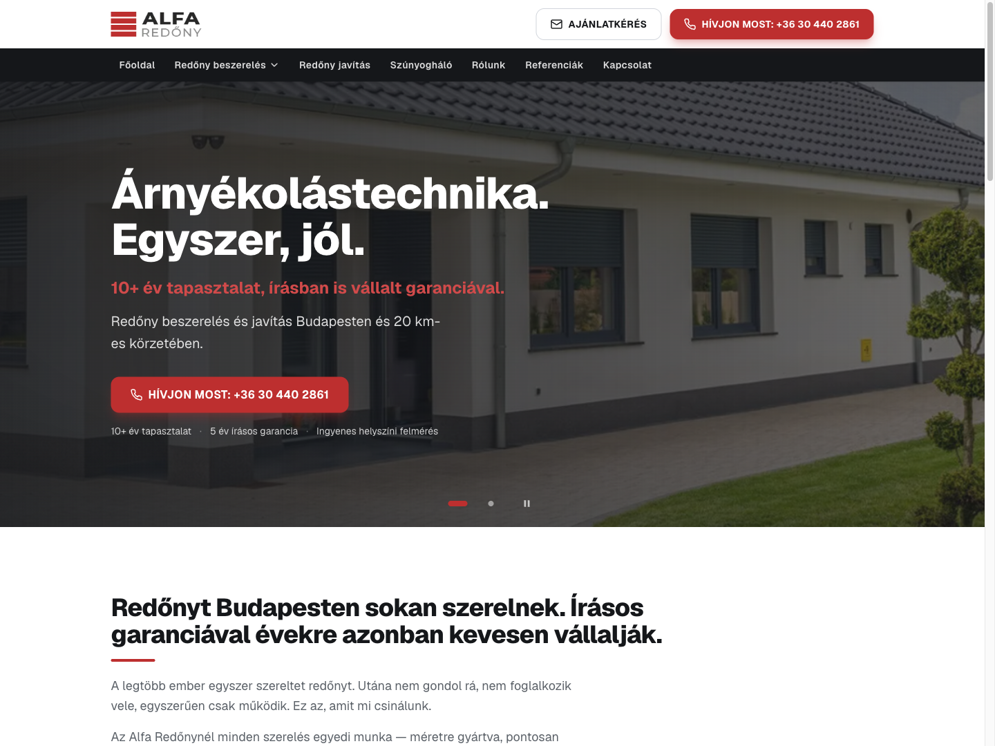 Alfa Redőny website