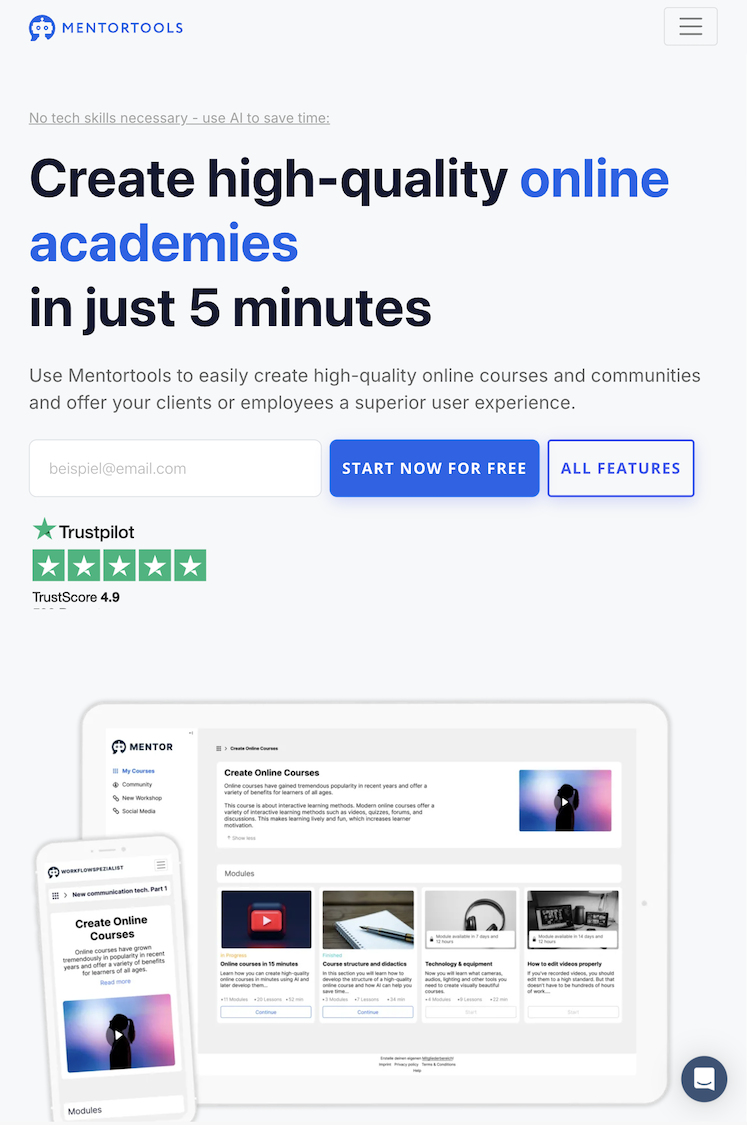 Mentortools platform